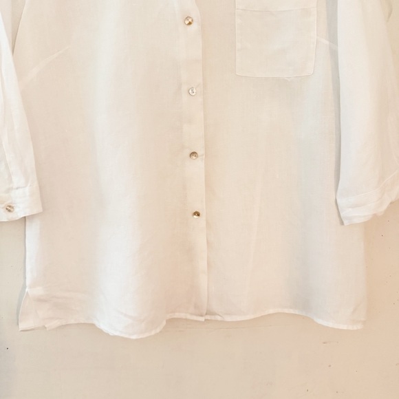 Edward Irish Linen Button Up Blouse Size Large - Picture 3 of 12